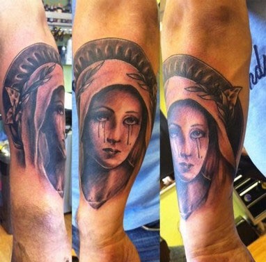 纹身520图库推荐一组手臂圣母玛利亚纹身图片