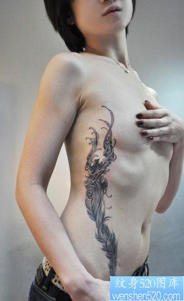 女人腰部藤蔓纹身图片由纹身520图库推荐