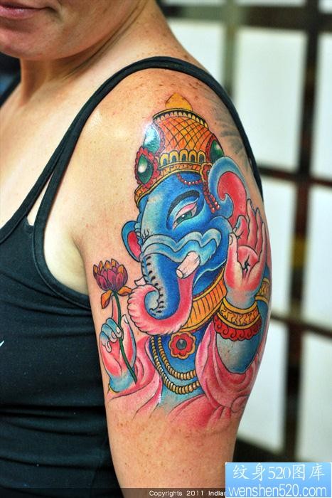 印度神象纹身图片
