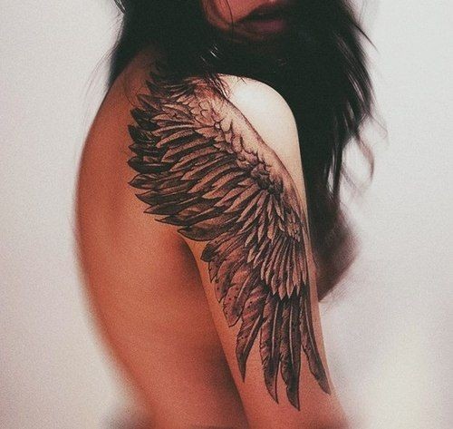 一组大臂天使纹身图片由纹身520图库推荐
