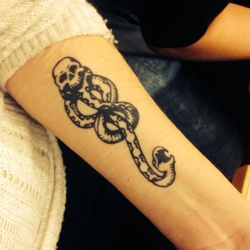 手臂骷髅蛇纹身图片由纹身图库推荐