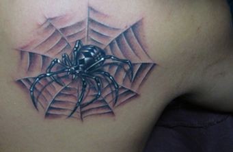 蜘蛛纹身图片：肩部蜘蛛蜘蛛网纹身图片纹身作品
