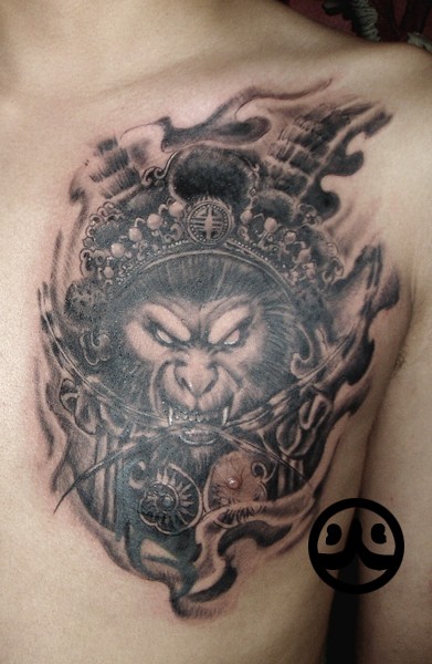 肩部美猴王纹身图片由纹身推荐