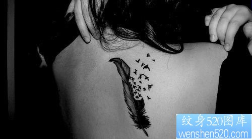 一幅女人肩背羽化燕纹身图片由纹身520图库推荐