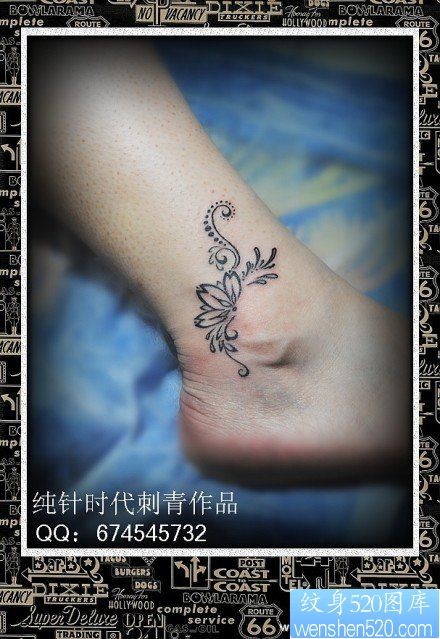 女人脚部超酷流行的蝴蝶图腾纹身图片