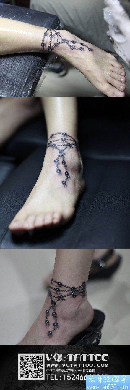 女人脚腕时尚漂亮脚链纹身图片