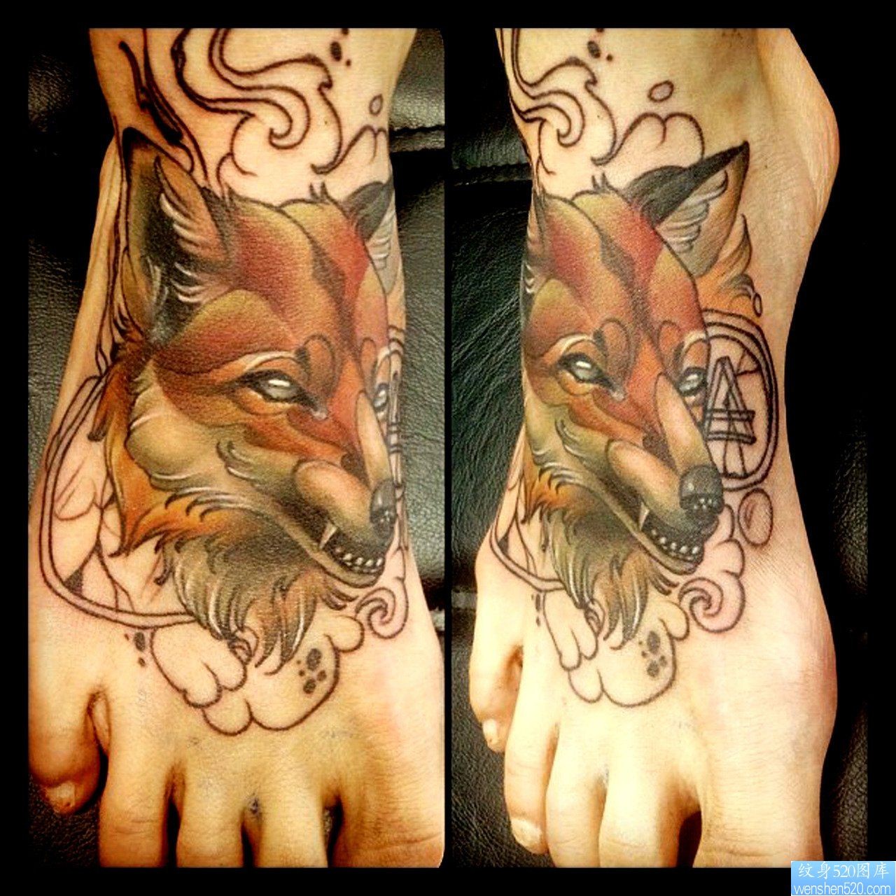推荐一幅脚背狐狸纹身图片