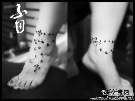 女人脚腕唯美脚链纹身图片