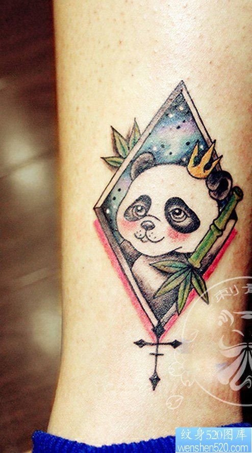 纹身520图库推荐一幅脚踝熊猫纹身图片