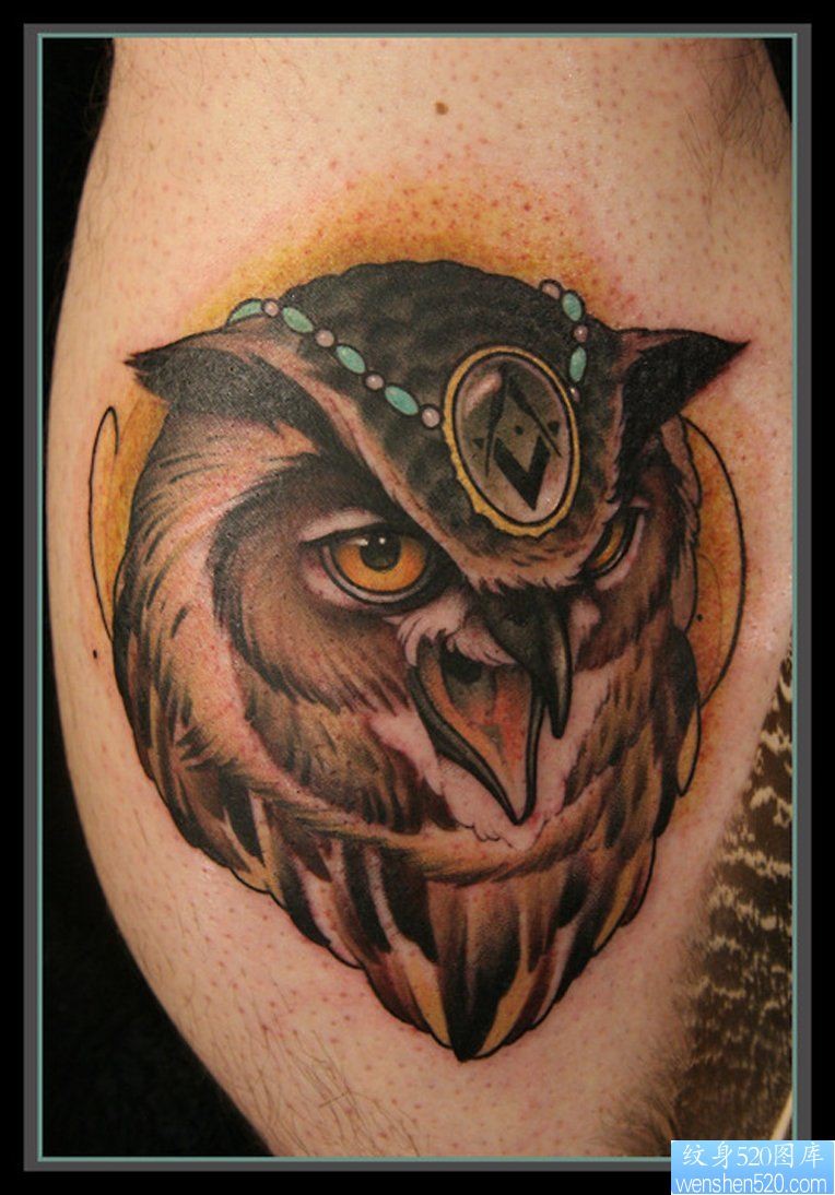 推荐一幅经典的猫头鹰纹身图片