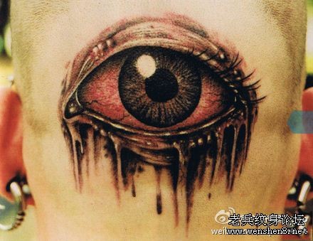 头部纹身图片：头部眼睛纹身图片纹身作品