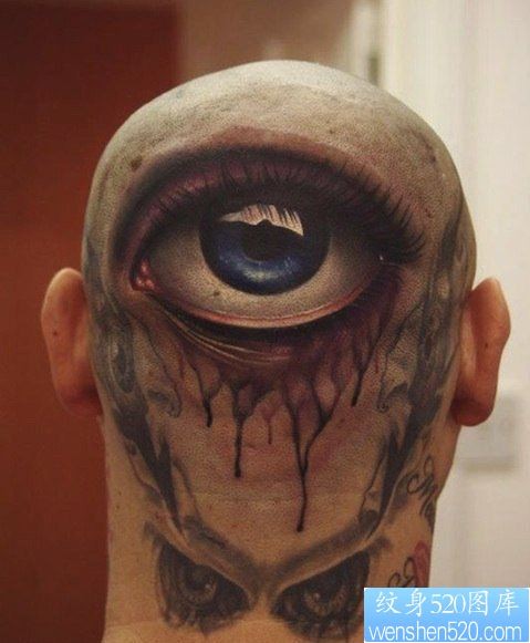 头部超酷经典的一幅眼睛纹身图片