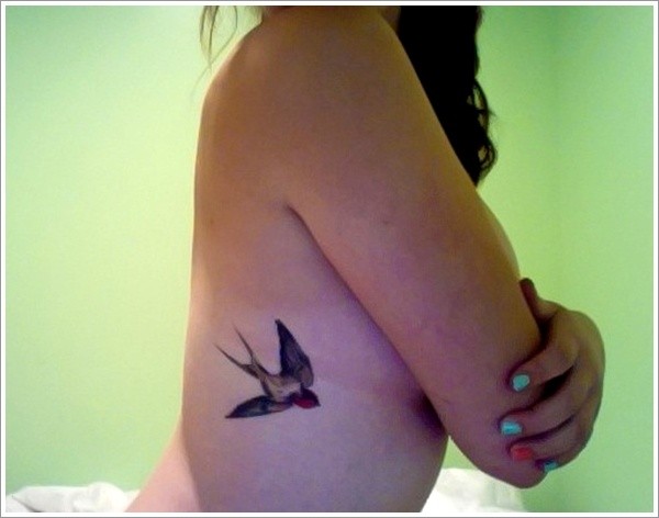 胸部一只漂亮的小燕子纹身