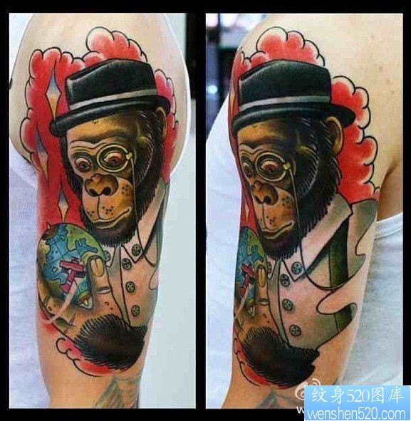 一幅胳膊猩猩纹身图片由纹身520图库推荐