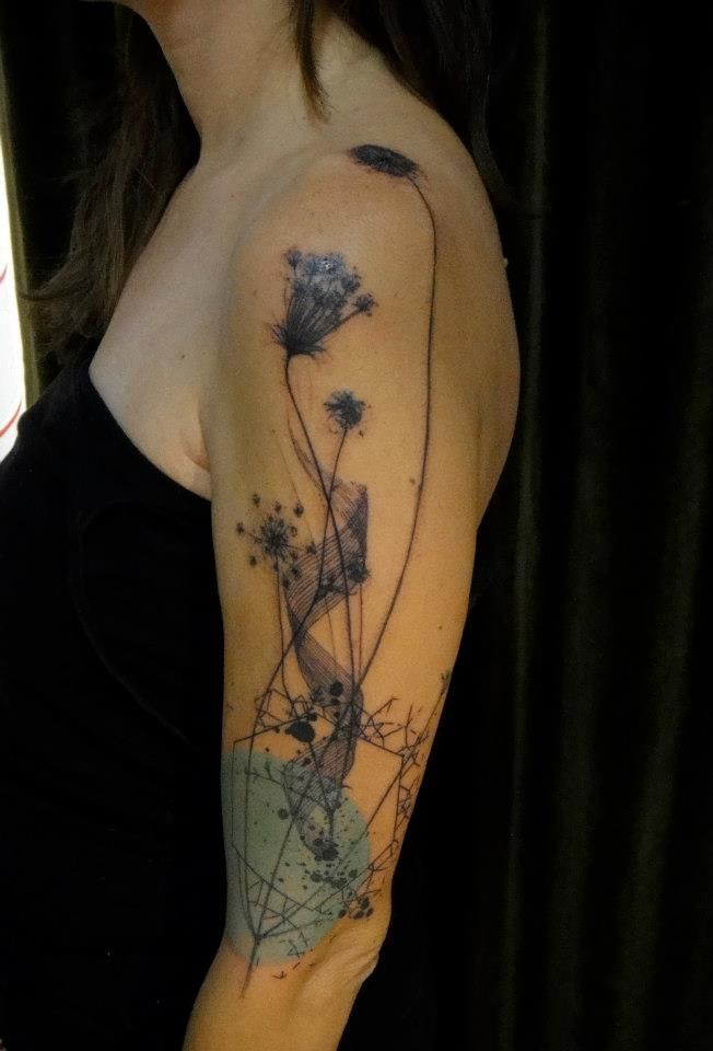 女性手臂花朵纹身