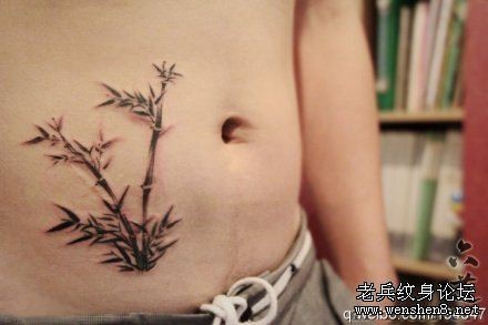 腹部竹子纹身图片纹身作品