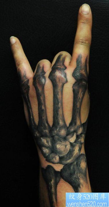 恐怖的手骨纹身图片图片作品