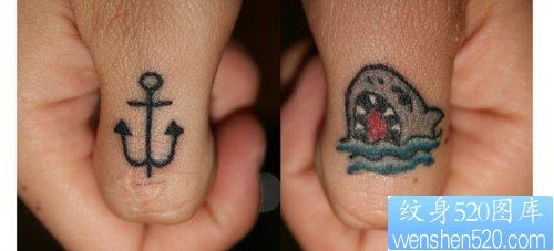 手指鲨鱼船锚纹身图片图片作品欣赏