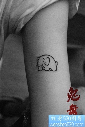 女人手臂小巧可爱的小象纹身图片