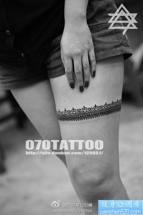 520纹身推荐一幅美女大腿性感蕾丝纹身图片
