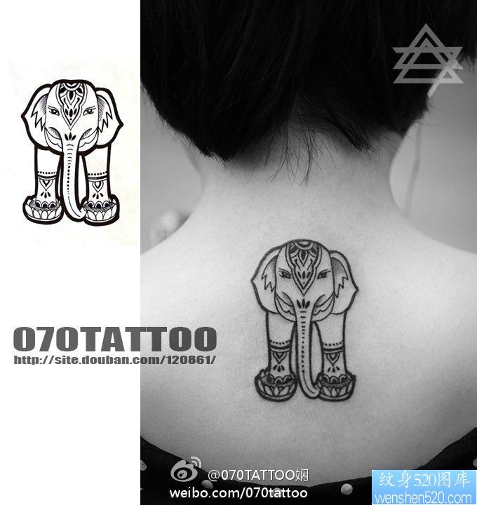 520纹身图库推荐一幅大象纹身图片