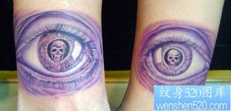 纹身520图库：情侣手腕眼睛骷髅纹身图片