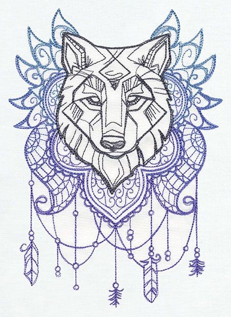 一张狼头纹身手稿
