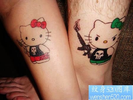 可爱卡通情侣猫咪纹身