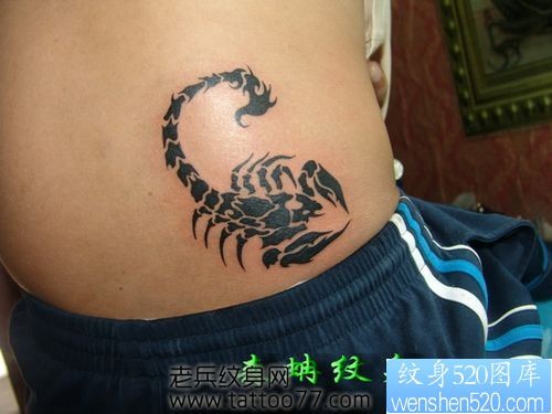 好看经典的腰部图腾蝎子纹身图片