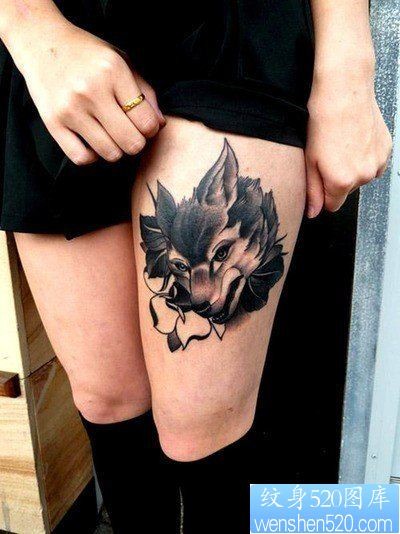 纹身520图库推荐一幅女人狼头纹身图片