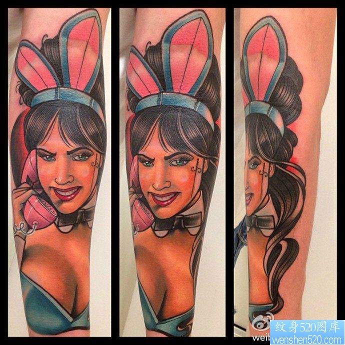 一幅手臂兔女郎纹身图片