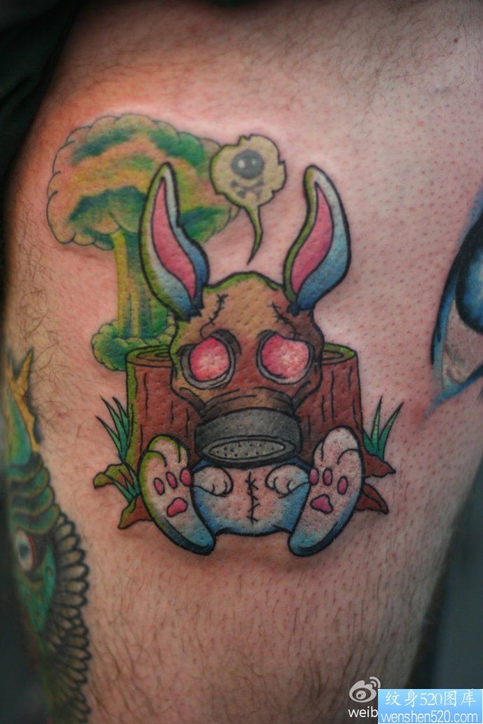 彩色兔子纹身图片