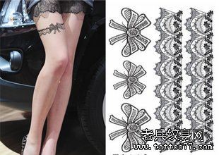 纹身520图库推荐一幅女人腿部性感蕾丝纹身图片