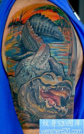 霸气、凶猛的鳄鱼纹身