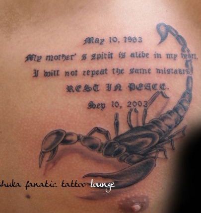 蝎子英文纹身图案