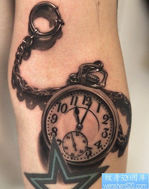 一幅手臂时钟纹身作品