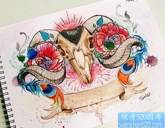 一幅彩色个性羚羊纹身作品