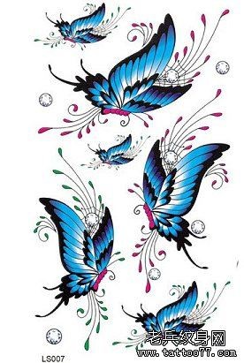 一组蝴蝶纹身手稿作品