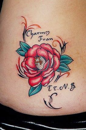 玫瑰花英文纹身图案