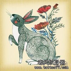 一幅兔子纹身手稿作品