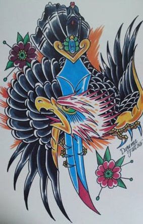 鹰匕首花纹身手稿图案