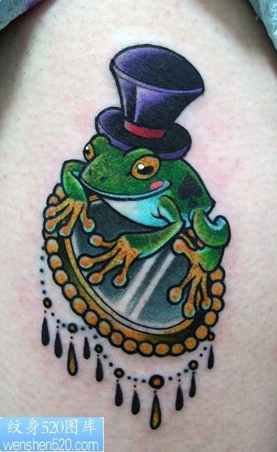 镜子小青蛙帽子小清新纹身图案图案