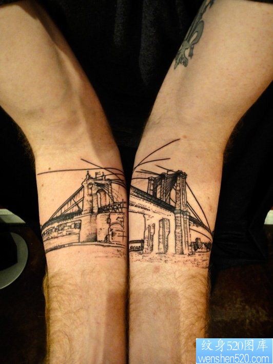 手部之特别风格大桥纹身图案