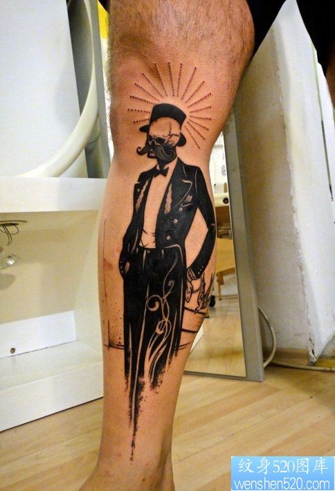 腿部之特别风格魔术师纹身图案