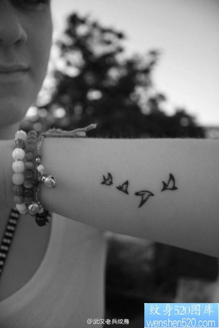 一幅手腕燕子纹身图案