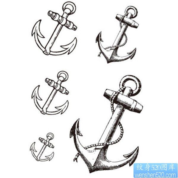 素描船锚纹身图案