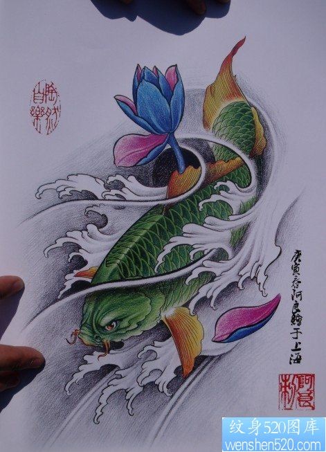 中华锦鲤纹身手稿（26）