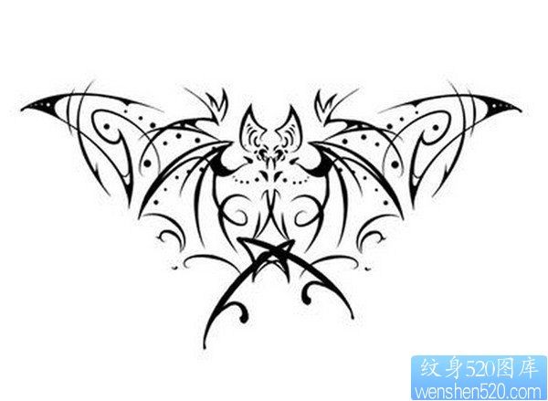 一幅图腾蝙蝠纹身图案