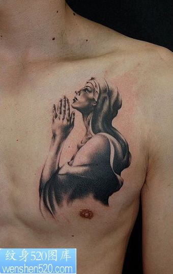 圣母玛利亚祈祷纹身图案图案