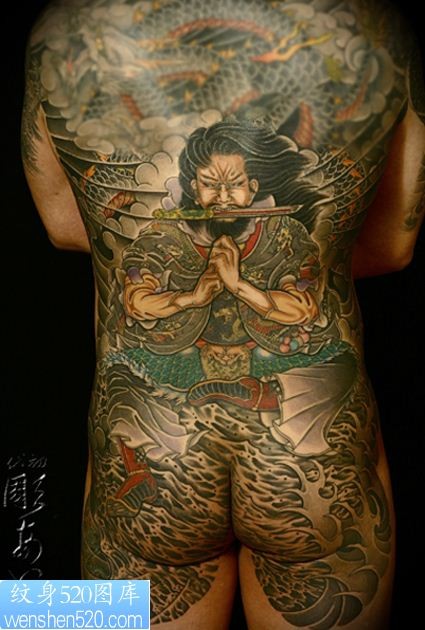 日式满背武士纹身图案图案